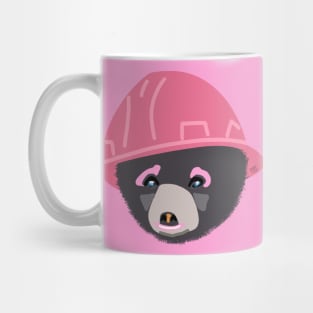 Funny Bear Cub in a Pink Hard Hat Girl Apprentice Construction Humor Mug